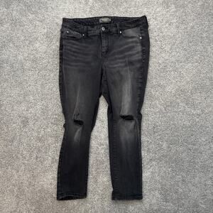 Torrid Jeans Womens 16S Black Distressed Ankle Skinny Stretch Denim High Rise
